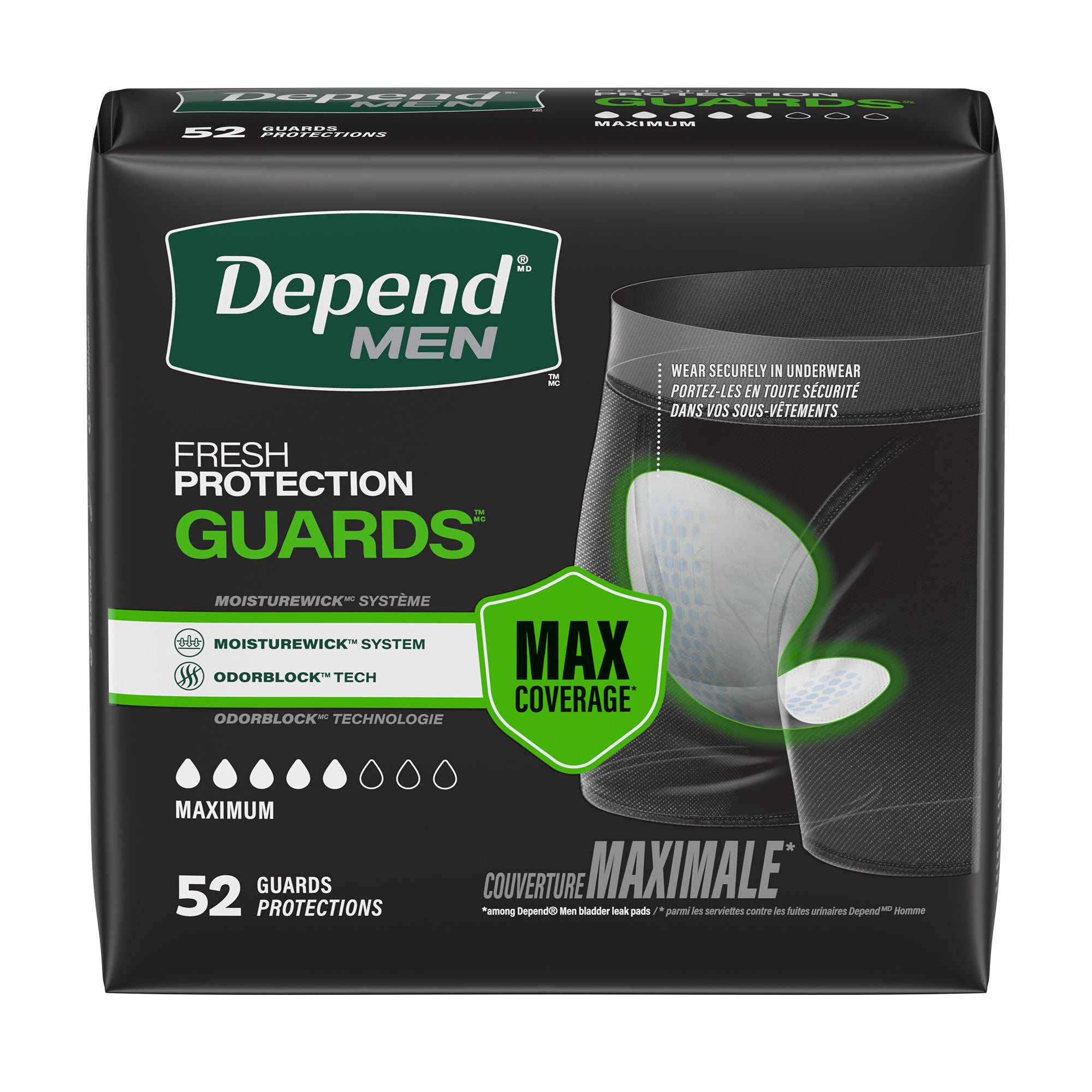 Depend® Men Fresh Protection Guards™, 7.2 x 10.6 Inch