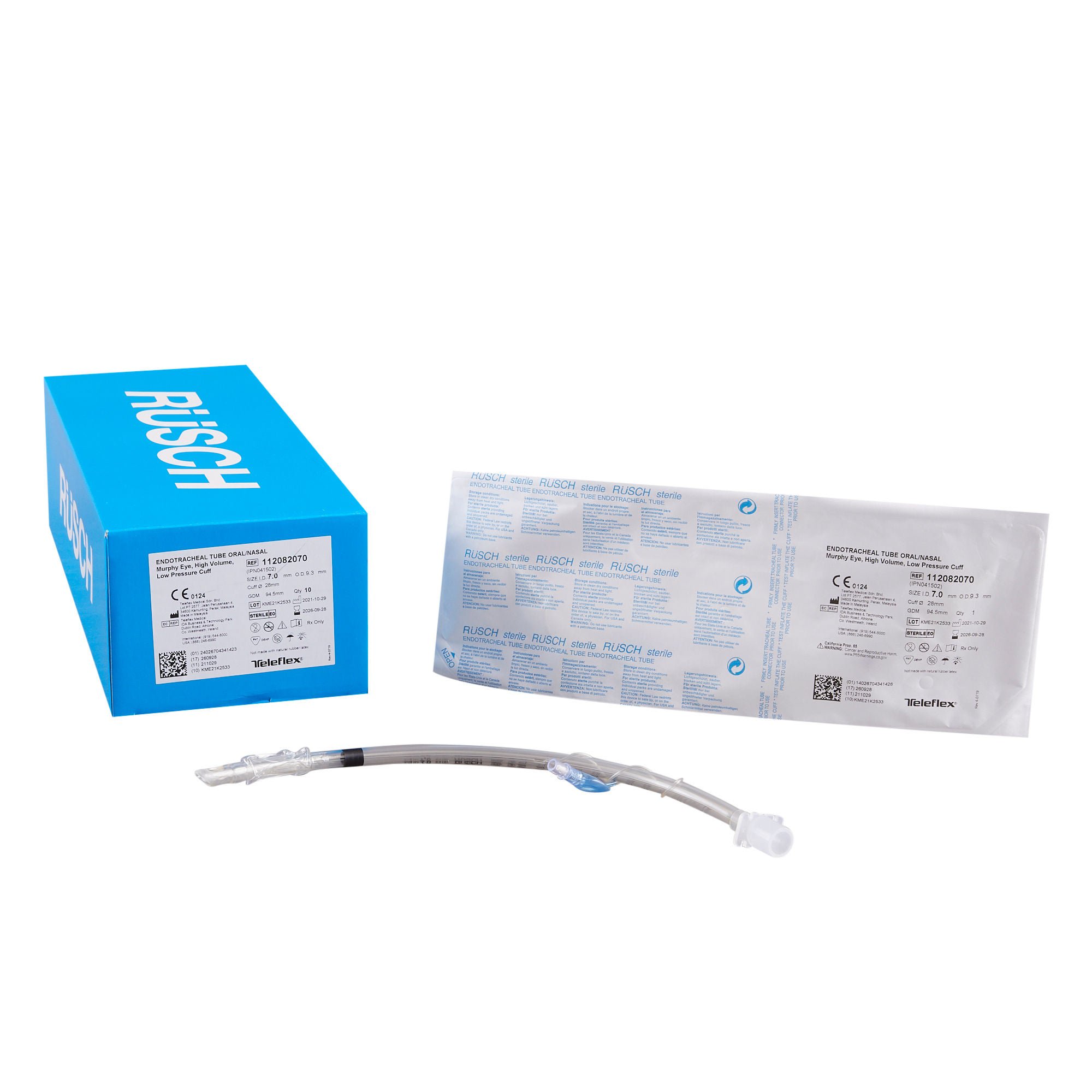 Rusch® Safety Clear® Plus Endotracheal Tube, Size 7