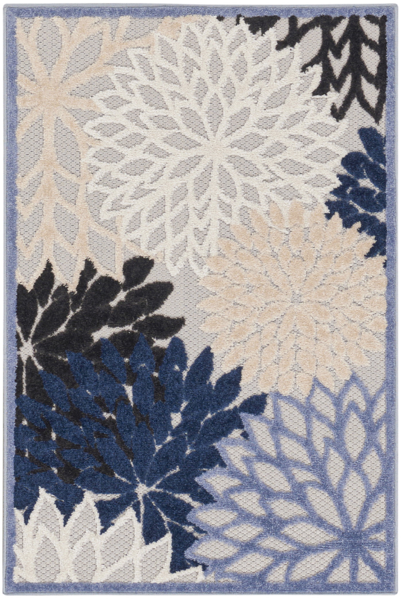 Nourison Aloha 3' x 5' Blue Multicolor Tropical Rug