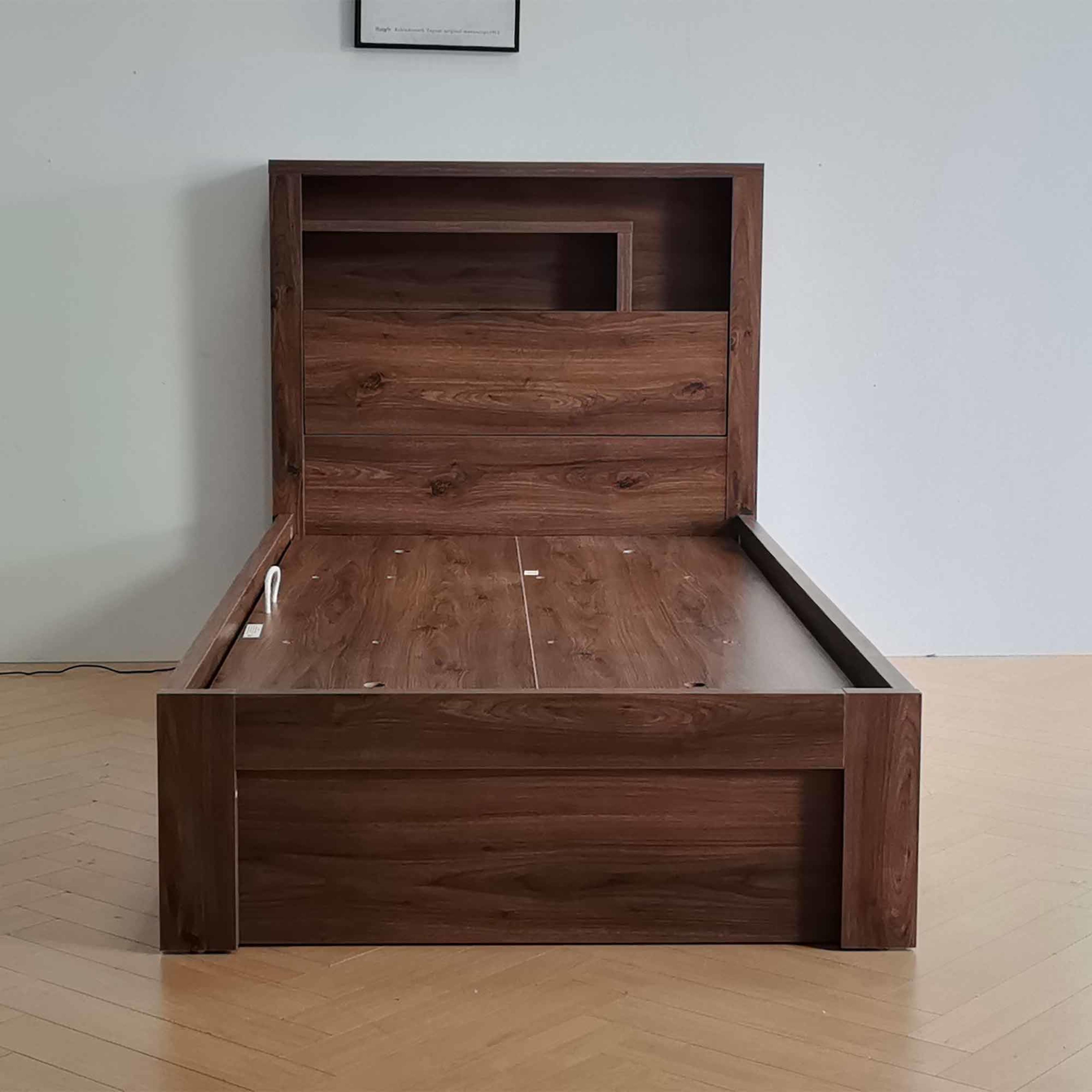 Product image of the  Bellevue Bed Frame, Side Gas Lift Base, Rustic Walnut from Forty Winks