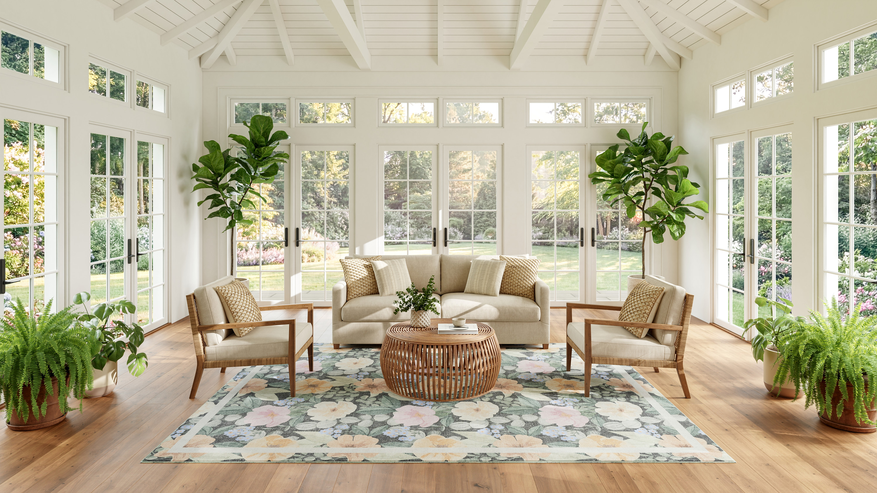 Nourison Botanical Washables 7'6" x 9'10" Charcoal Multicolor Farmhouse Indoor Rug