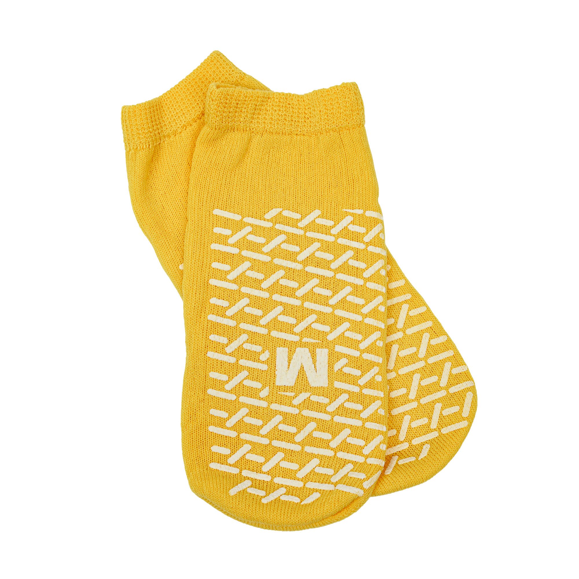 Risk Management Slipper Socks Unisex Adult Medium Double Tread Single Patient Use Yellow