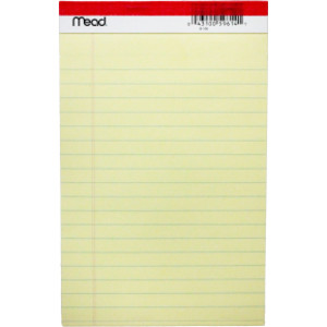 Junior Legal Pad, 50 Sheets, 5" x 8", Canary, 1 Count
