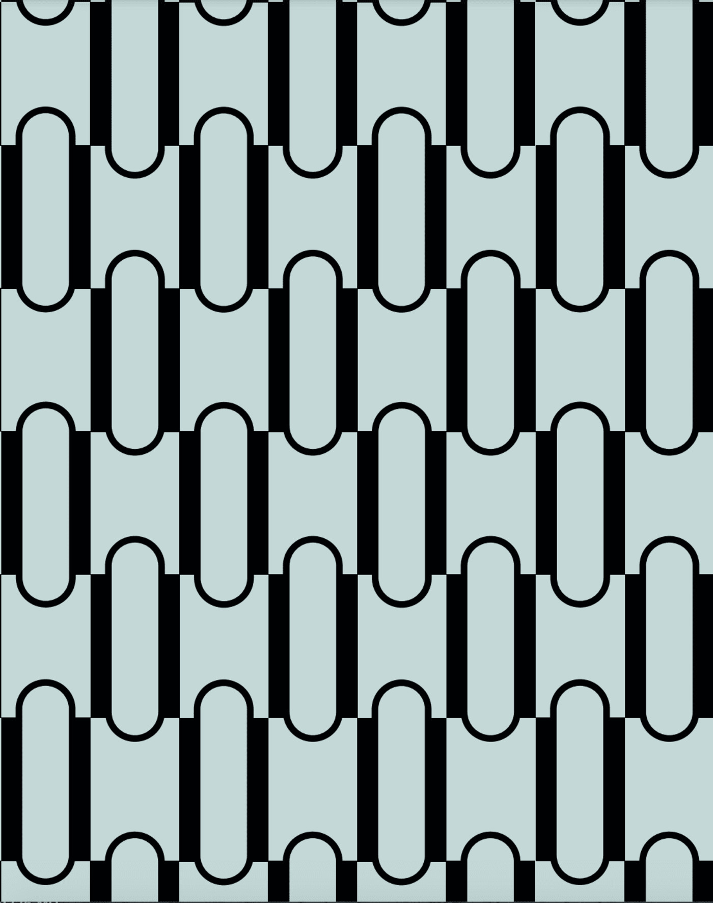 a black geometric pattern on a light blue background.