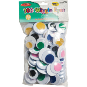 Wiggle Eyes, Jumbo Round, Assorted Colors & Sizes, Pack of 100