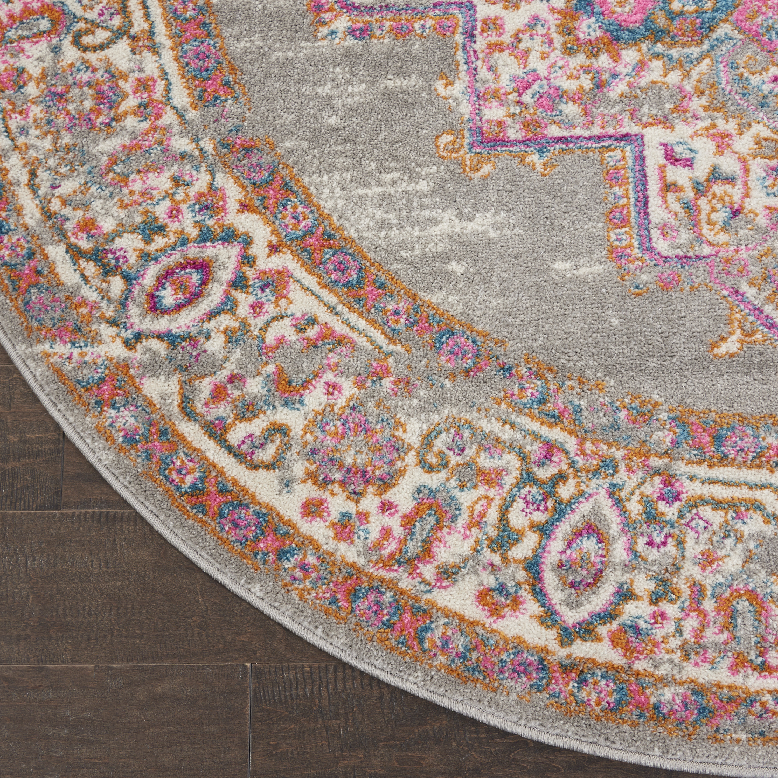 Nourison Passion 4' x Round Grey Bohemian Indoor Rug