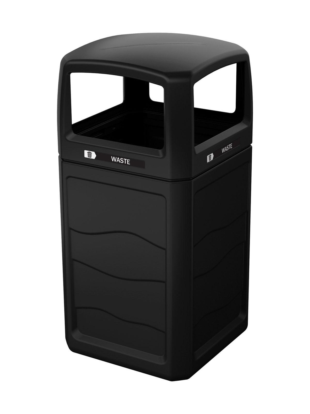 Busch Systems Renegade Series Black Outdoor Waste Container Front Angle