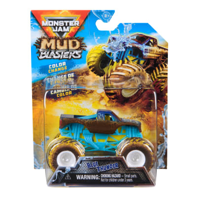 Monster Jam Mud Blasters, Blue Thunder Color Change Monster Jam Truck, 1:64 Die Cast Vehicle, Kids Toys for Boys and Girls 3+