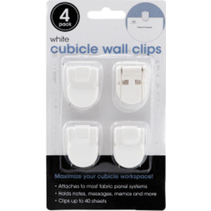 Wall Clips For Fabric Panels, White, 40 Sheet Capacity, Pack of 4