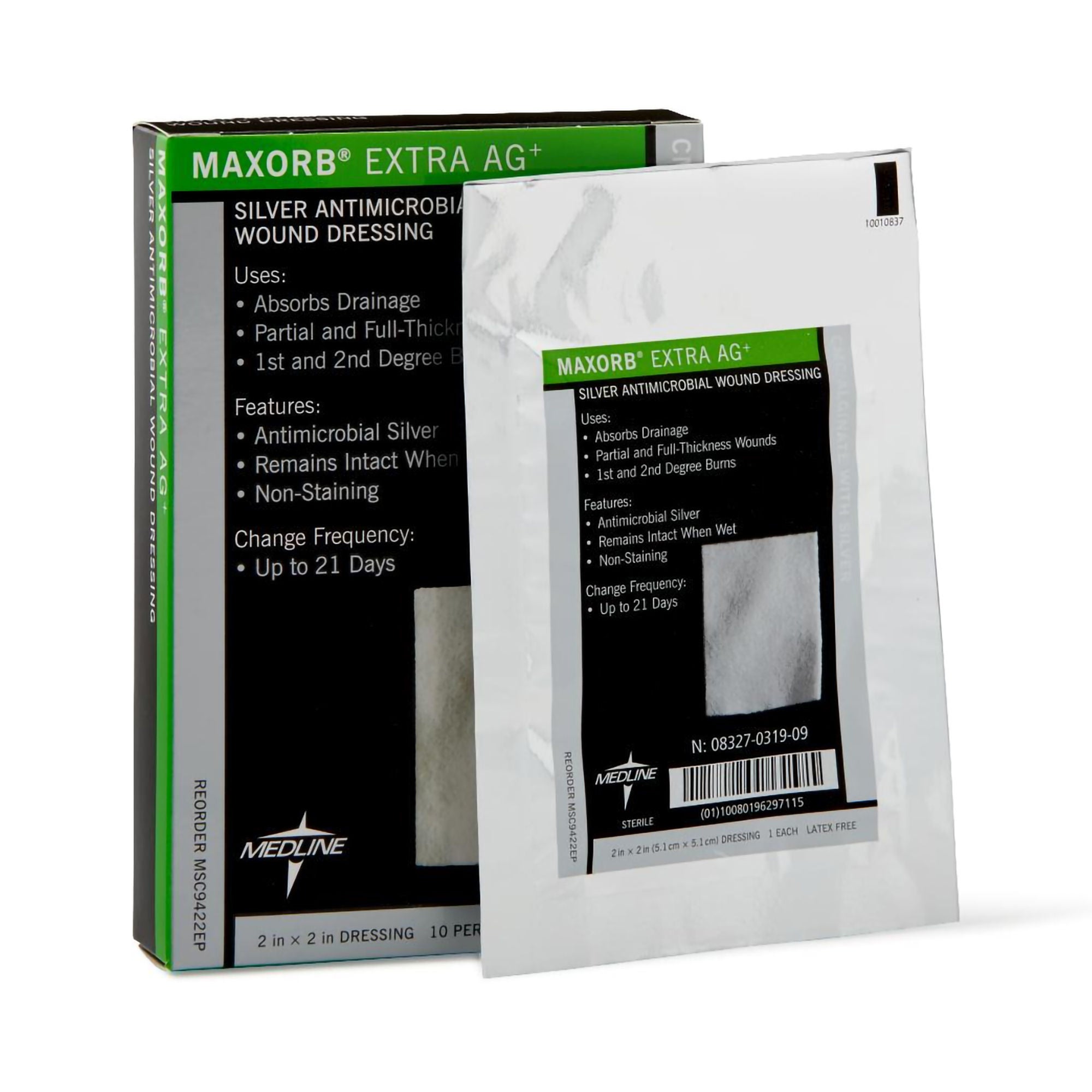 Maxorb® Extra Ag+ Calcium Alginate Dressing with Silver, 2 x 2 Inch