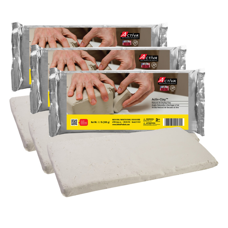 Activ-Clay™ Air Drying Clay, Extra White, 1.1 lb (500 g), Pack of 3