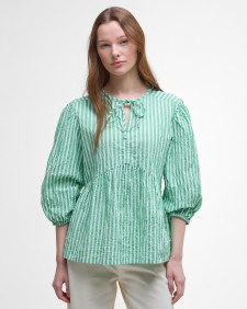 Daison Striped Blouse Kelly Green Stripe