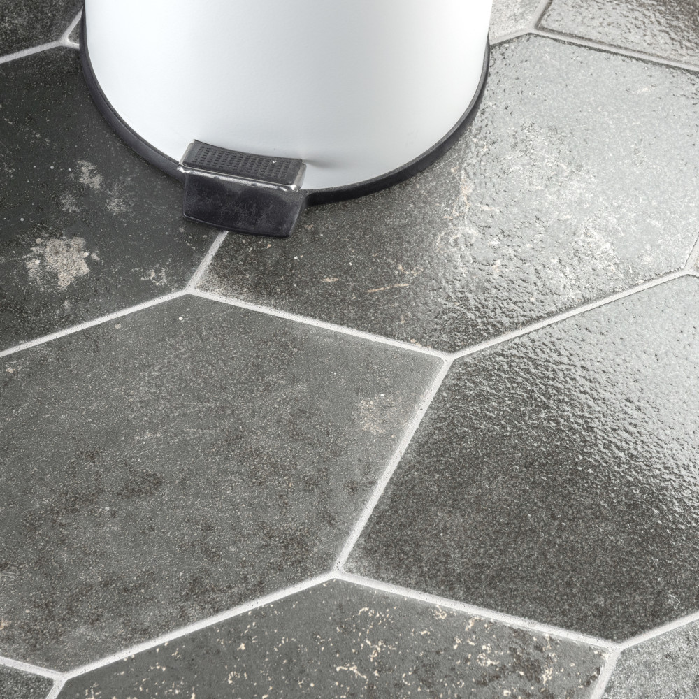 Magma Kayak Grey 6.5x12.5 Elongated Hexagon Porcelain Floor and Wall Digital Pattern