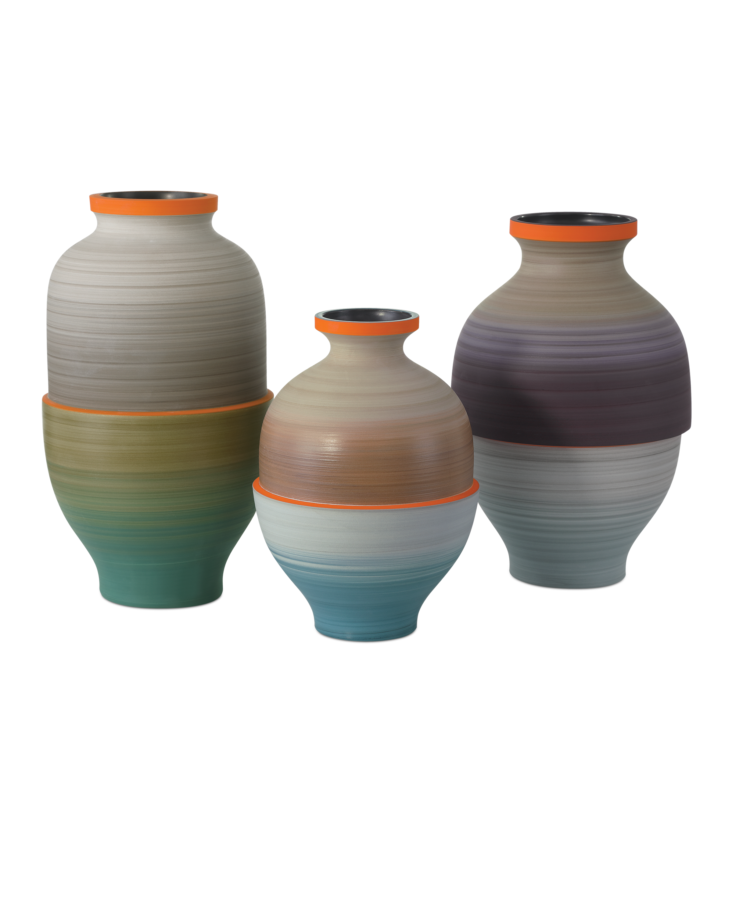 Happy 80 s Gray Beige Orange Blue Vase Set Of 3 happy-80-s-gray-beige-orange-blue-vase-set-of-3