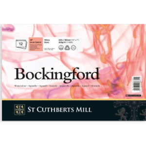 Bockingford Watercolor Pad, Hot Pressed, White, Glue Binding, 140lb/300gsm, 12 Sheet, 7x10 inch, 1 Count
