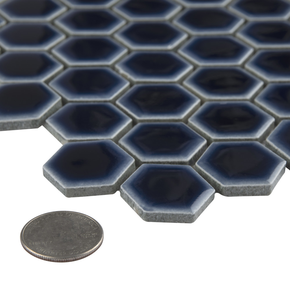 Hudson 1″ Hex Smoky Blue 11-7/8 in. x 13-1/4 in. Porcelain Mosaic Tile