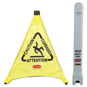 Rubbermaid Commercial, Pop Up, Multilingual, Wet Floor Cone, Yellow, 20"