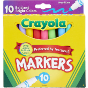 Broad Line Markers, Bold & Bright Colors, Pack of 10