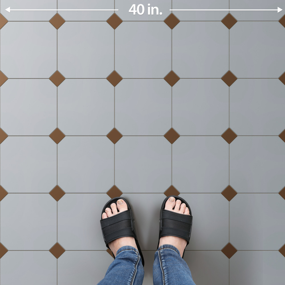 Vaudeville Octagon Humo with Taco Marron 7-7/8 in. x 7-7/8 in. Porcelain Floor and Wall Tile