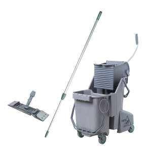 Unger, SmartColor™ Floor Pack, 32qt, Mop Bucket w/ Sidepress Wringer and Drain, Gray