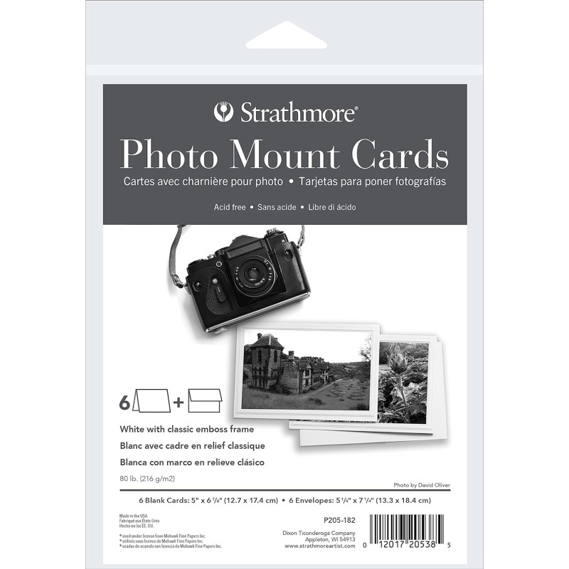 Photo Mount Cards & Envelopes, Classic Embossed Border, Full Size, 5x6.875 inch, 6 Pack