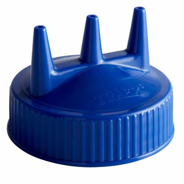 Traex® wide-mouth squeeze dispenser Tri Tip™ replacement cap in blue