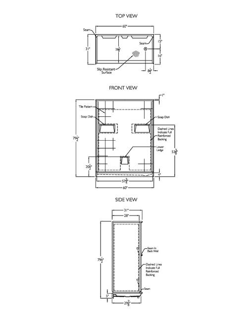 Technical Drawing — Cd Shower Tech Draw Sh 5p L R