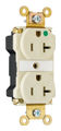 PlugTail® Extra Heavy Duty Hospital Grade 20A 125V NEMA 5-20R Straight Blade Duplex Receptacle Ivory