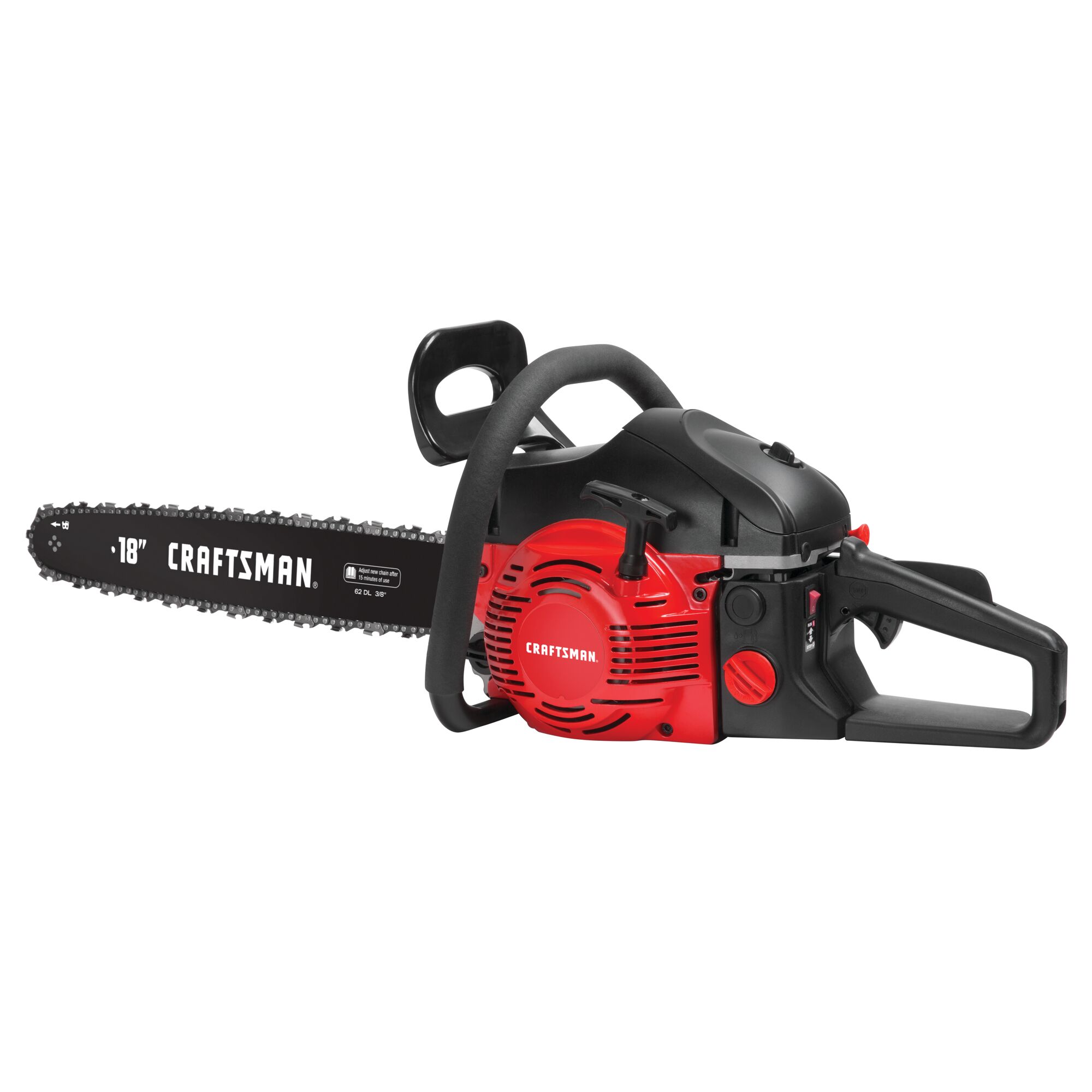 Right profile of 18 inch Gas chainsaw.