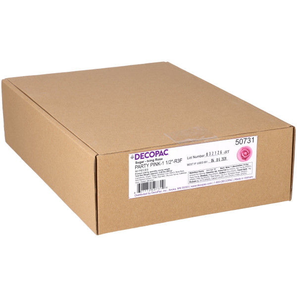 Sugarfair® Party Pink Medium Classic - Red 3 Free Sugar Rose Decorations