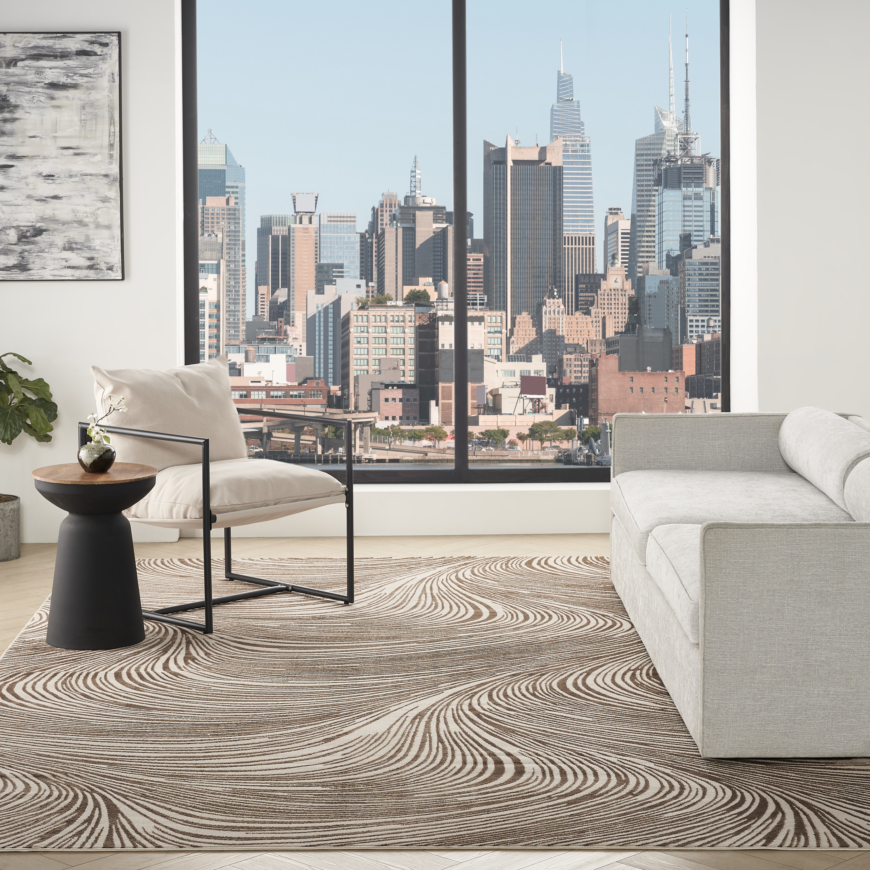 DKNY Central Park West 9' x 12' Beige Brown Modern Indoor Rug