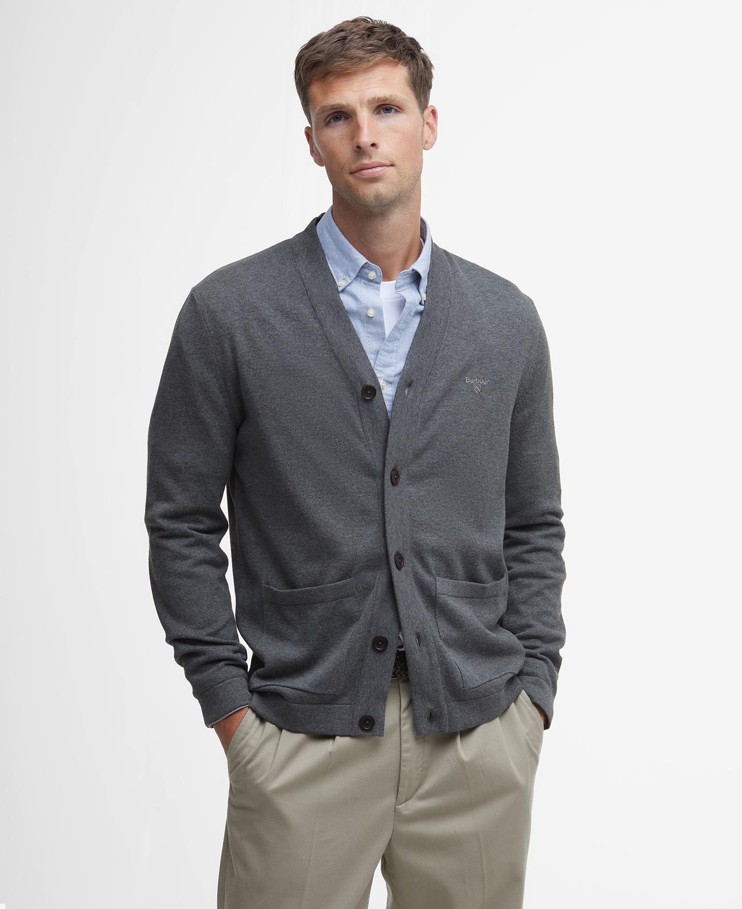 Cardigan con scollo a V in cotone Pima image number 0