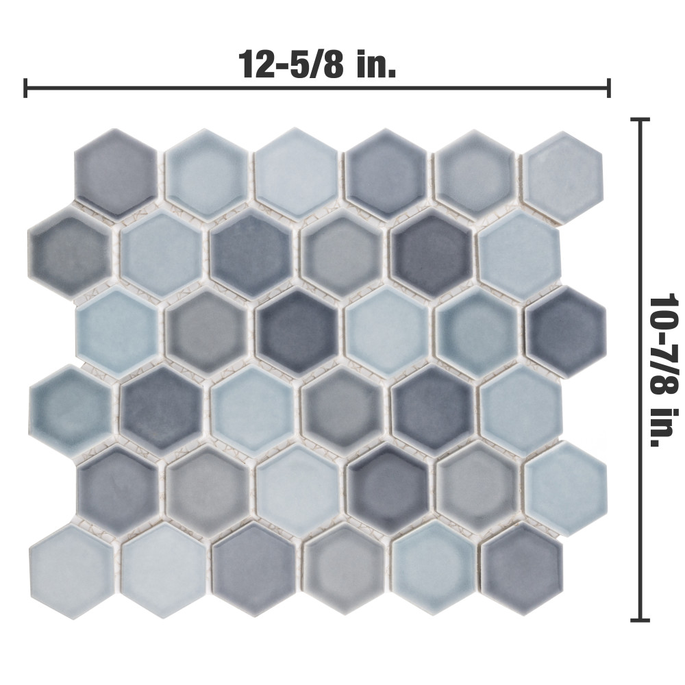 Sample – Hudson Due 2″ Hex Stillwater Porcelain Mosaic Tile