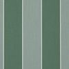 Vertical striped wallpaper with wide dark green and pale grayâ€‘green panels divided by thin white pinstripes; covers a flat wall, presenting alternating bands in a neutral, evenly lit interior.