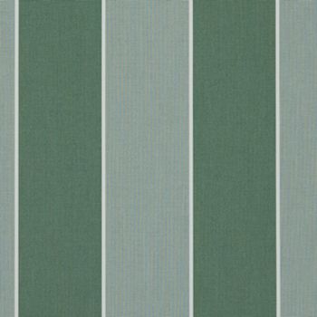Vertical striped wallpaper with wide dark green and pale gray‑green panels divided by thin white pinstripes; covers a flat wall, presenting alternating bands in a neutral, evenly lit interior.