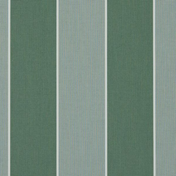 Vertical striped wallpaper with wide dark green and pale gray‑green panels divided by thin white pinstripes; covers a flat wall, presenting alternating bands in a neutral, evenly lit interior.