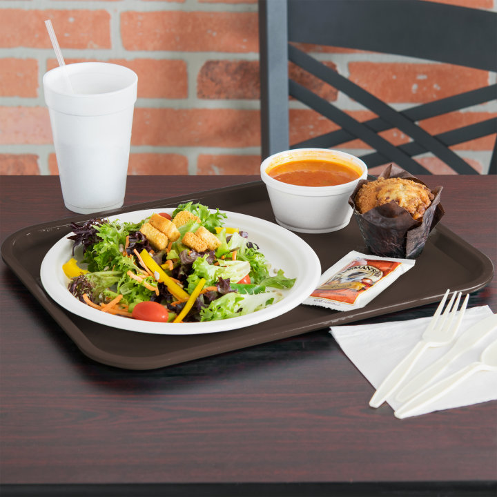 12" x 16" polypropylene fast-food tray in brown
