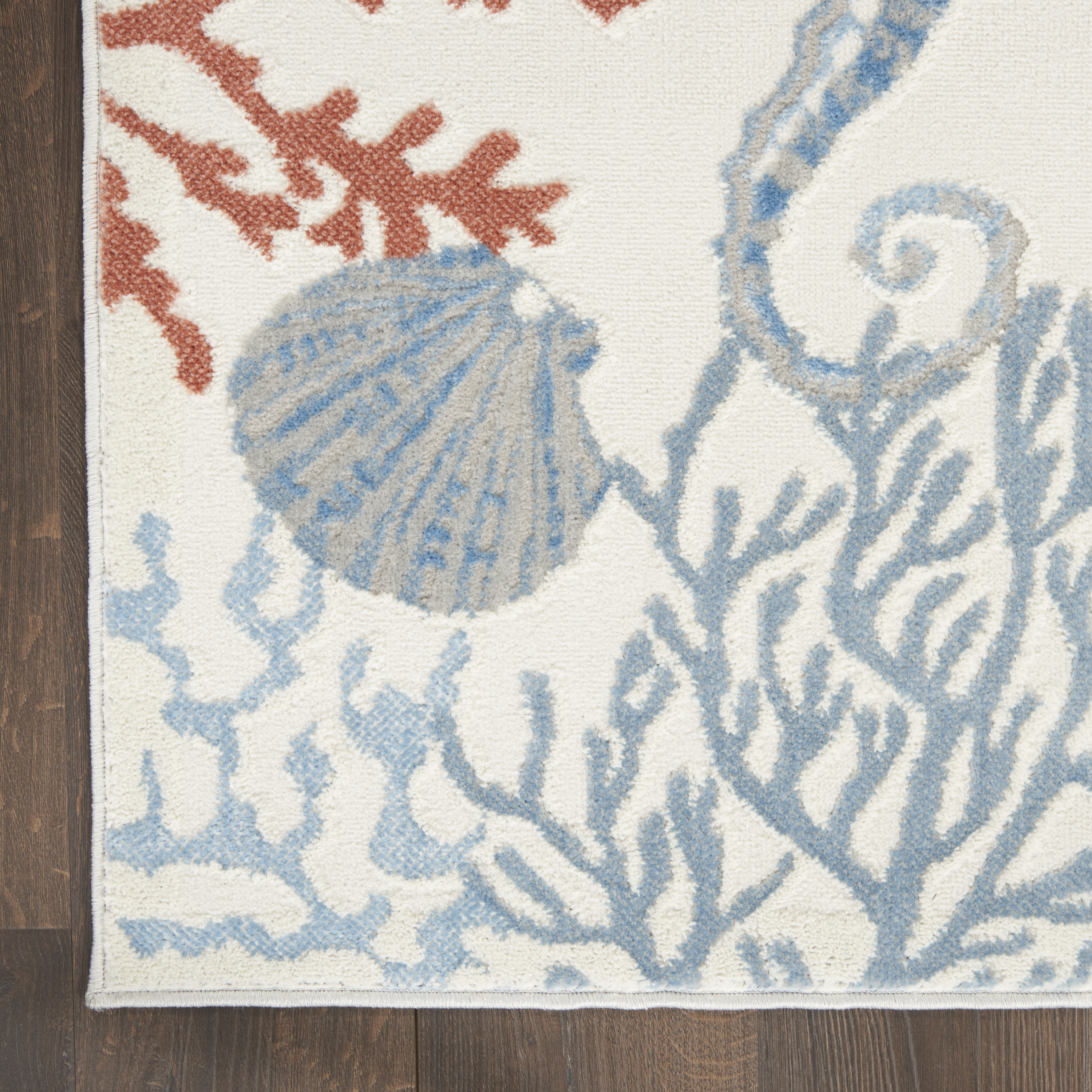 Nourison Seaside 5'3" x 7'3" Ivory Multicolor Coastal, Nautical & Beach Indoor Rug