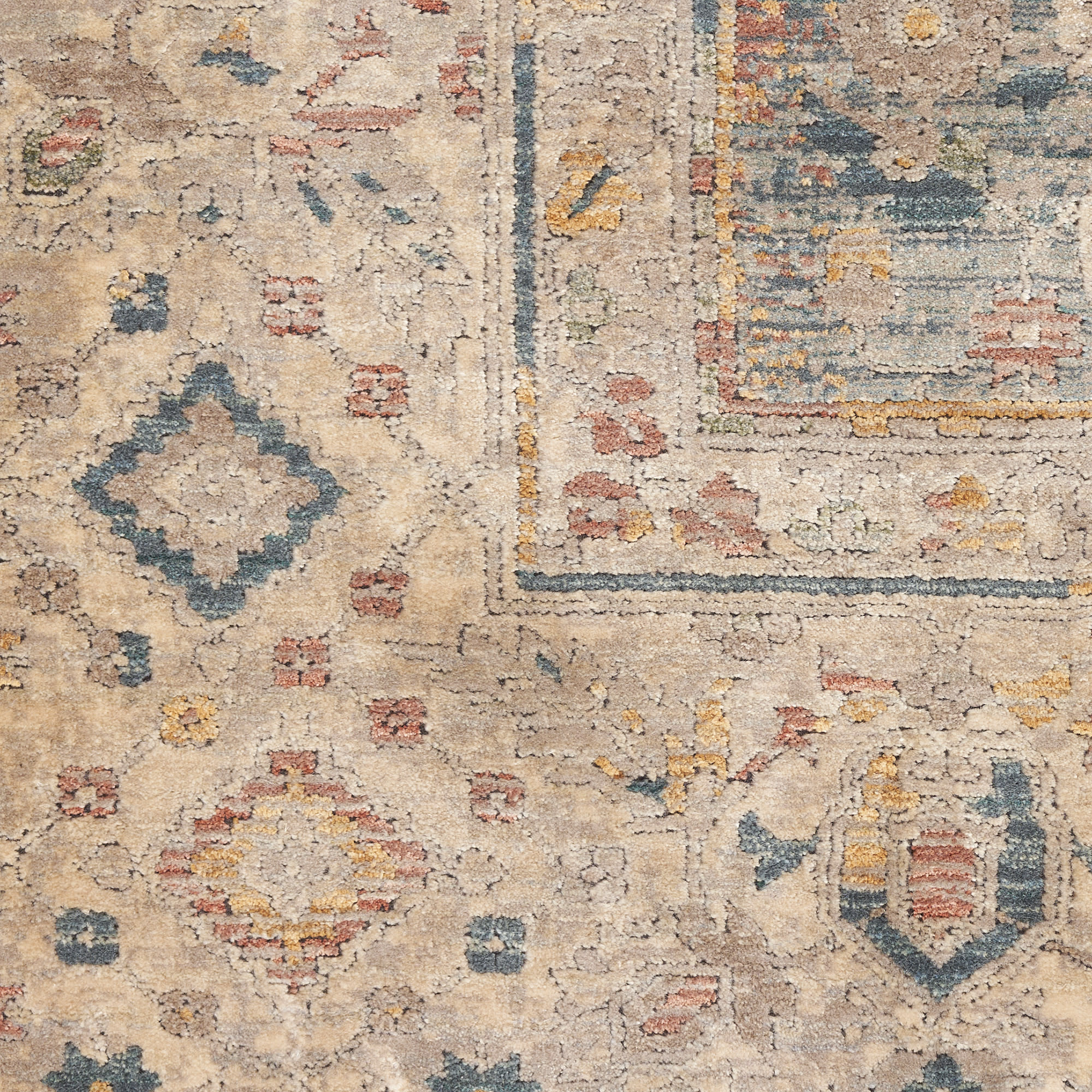 Nourison Luxurious 8'6" x 11'6" Ivory Blue Vintage Indoor Rug
