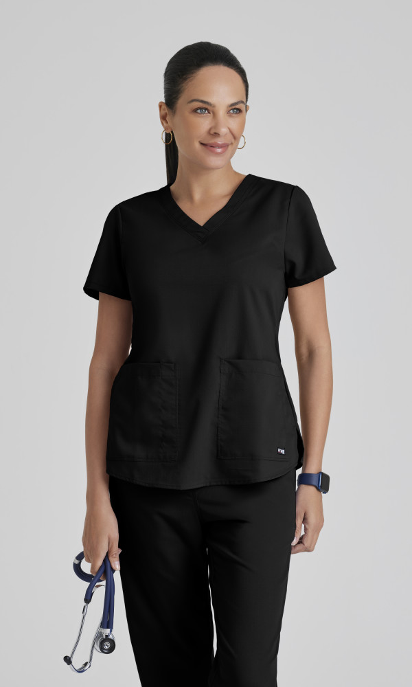 Grey&#8216;s Anatomy Medical Tops 2 Pocket V-Neck Shirred Back-Greys Anatomy Classic