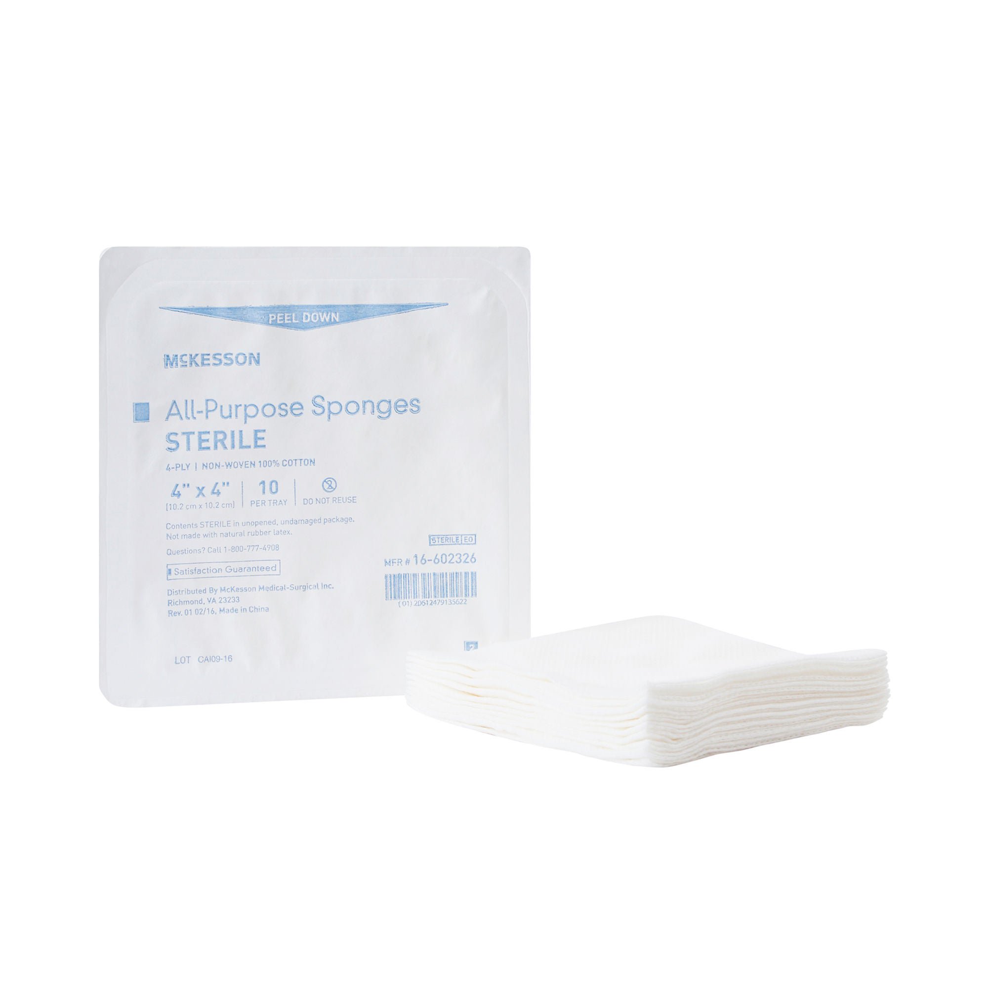 McKesson Sterile Nonwoven Sponge, 4 x 4 Inch, Four Ply
