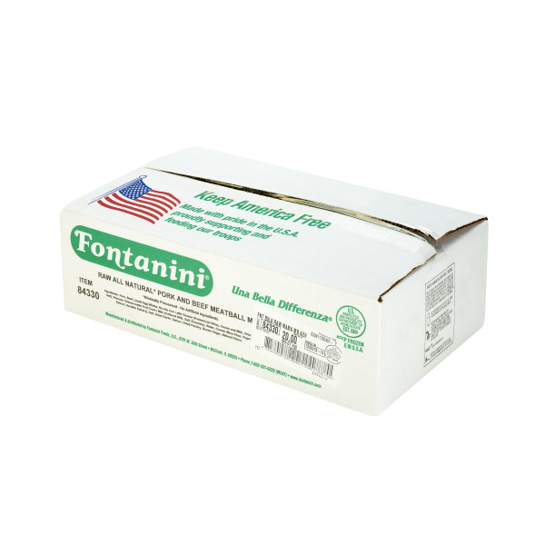 FONTANINI(r) Meatball Mix Scoop and Bake, Natural, Raw, 4/5 lb . C1RA - Front Right Closed Case (Hi Res)