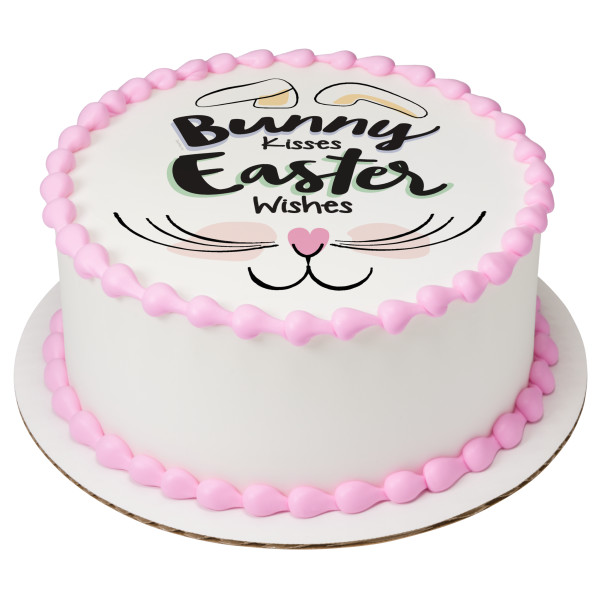 Bunny Kisses Easter Wishes PhotoCake® Edible Image®