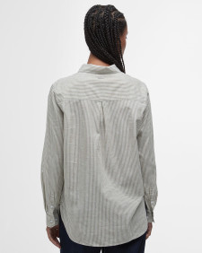 Beachfront Relaxed Long-Sleeved Shirt Dusky Green Stripe