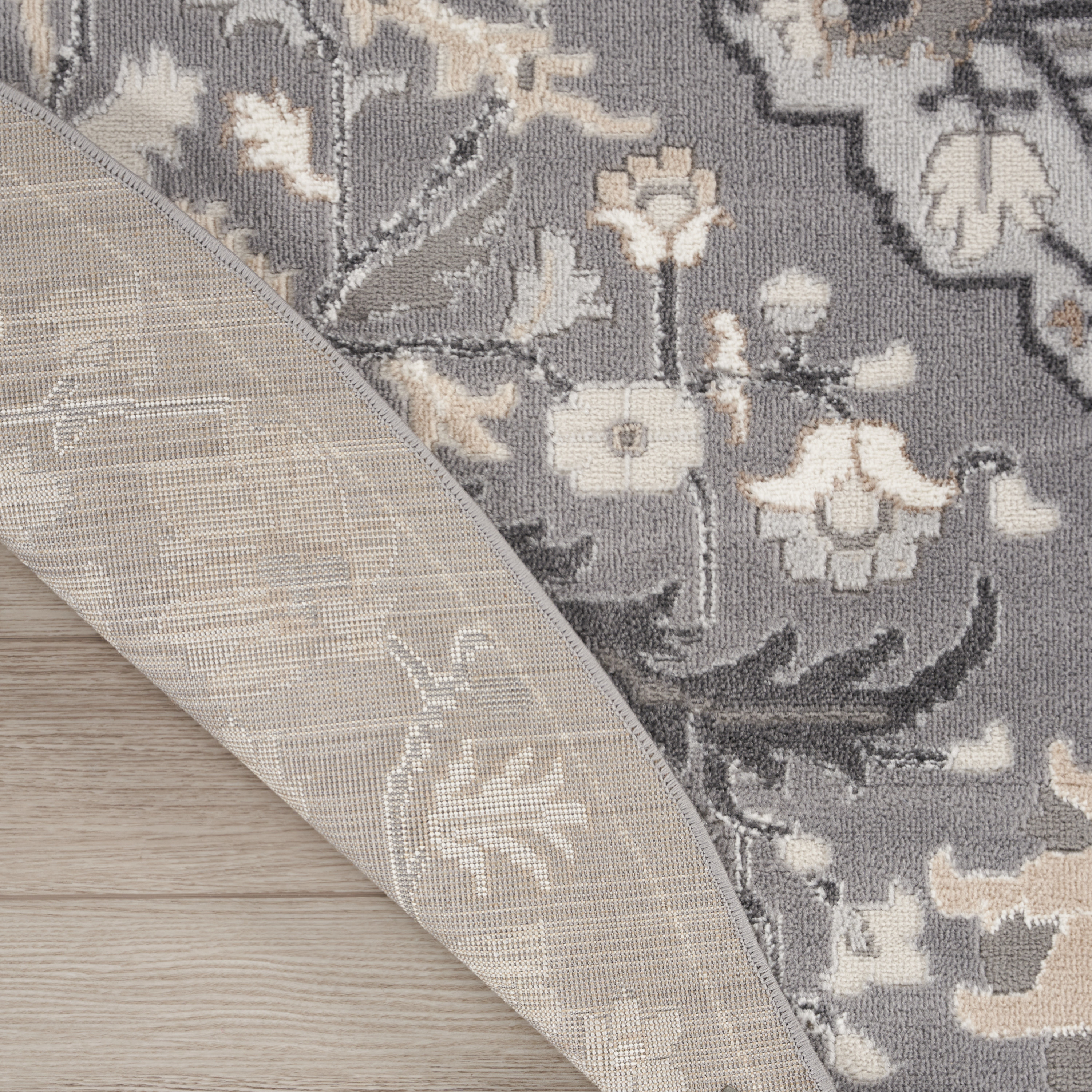 Nourison Elation 5'3" x Round Grey Transitional Indoor Rug