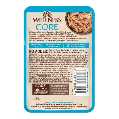 Wellness CORE Tiny Tasters Tuna Pate back packaging