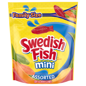 SWEDISH FISH Mini Assorted Soft & Chewy Gummy Candy, Family Size, Bulk Candy, 1.8 lb