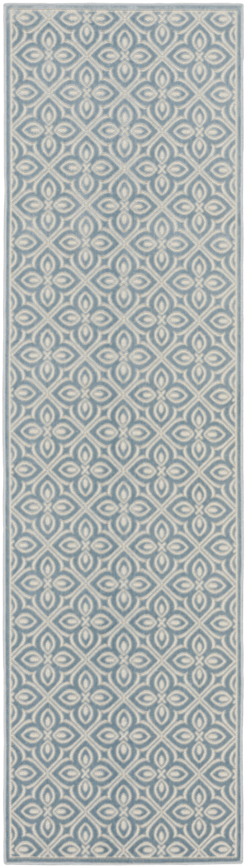 Nourison Washable Charm 2' x 6' Blue Ivory Contemporary Indoor Rug