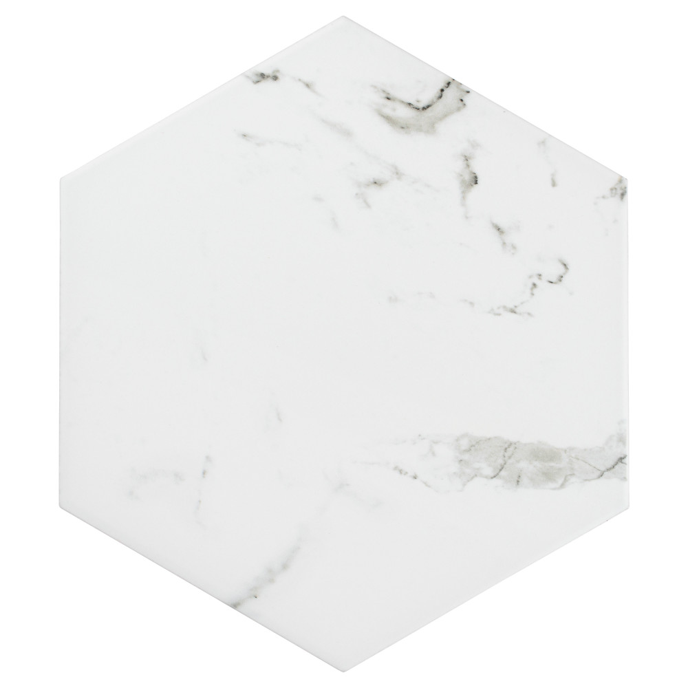 Timeless Calacatta Hex 8-5/8 in. x 9-7/8 in. Porcelain Floor and Wall Tile