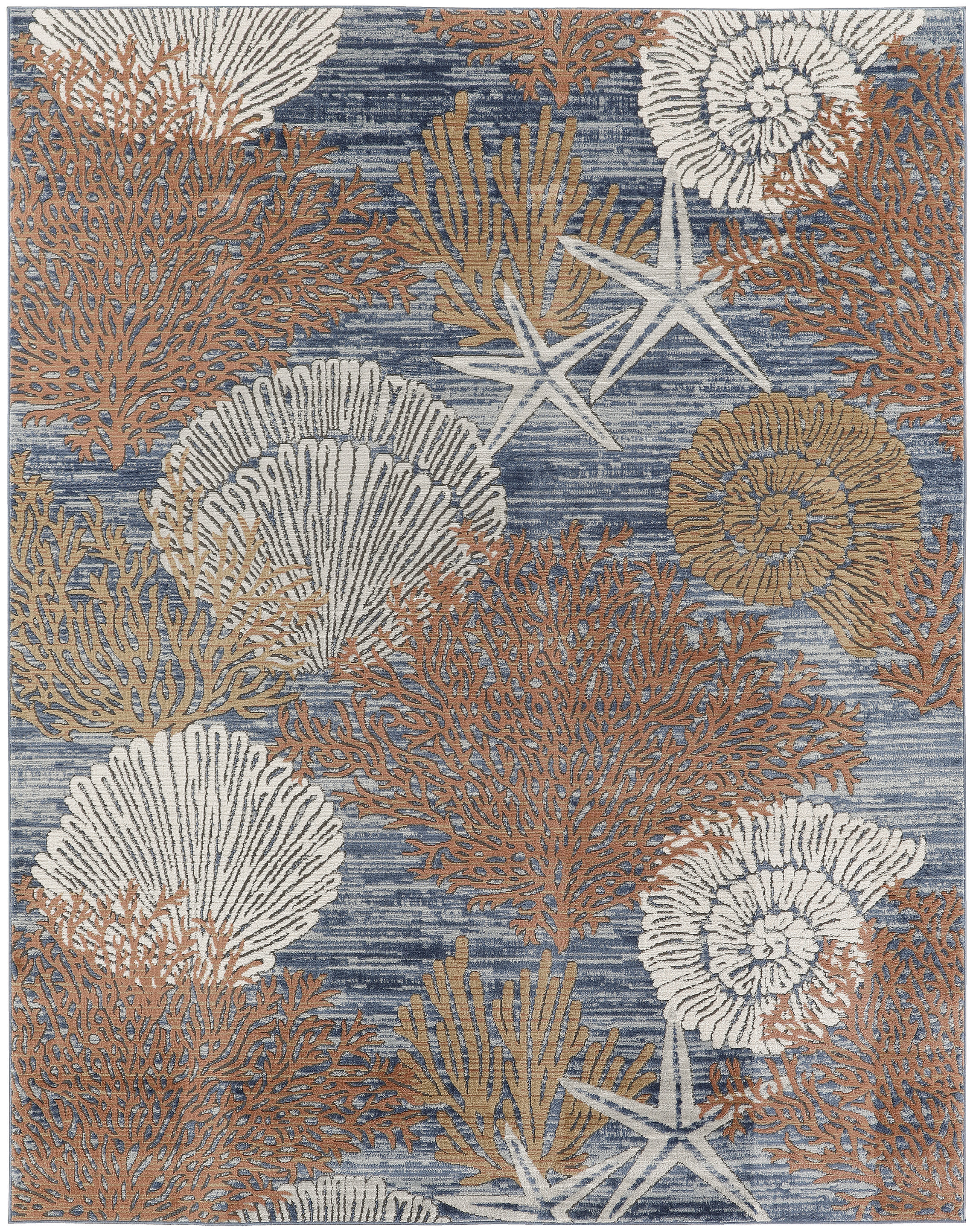 Nourison Seaside 10' x 14' Blue Multicolor Coastal, Nautical & Beach Indoor Rug